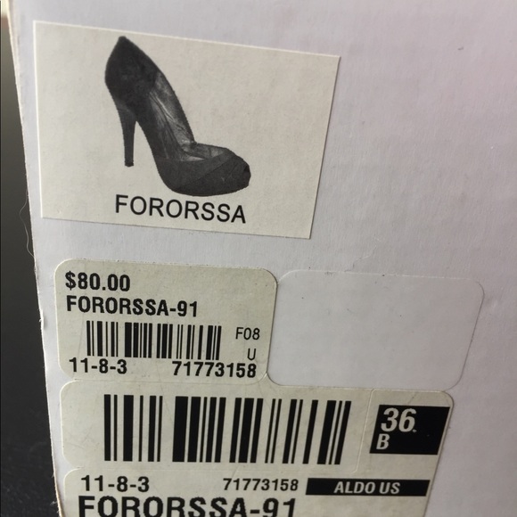 Aldo Black Suede Fororssa peep toe pumps Sz 36 / 6 - Picture 6 of 8